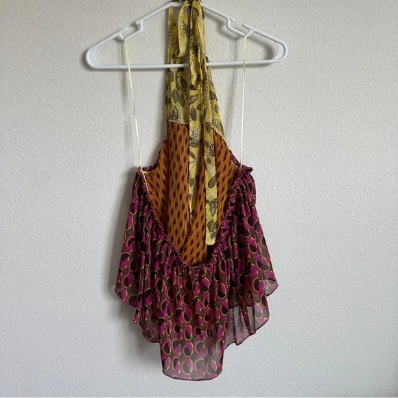 NWT Zara chemise geometric boho hippie open back halter top - Picture 6 of 7